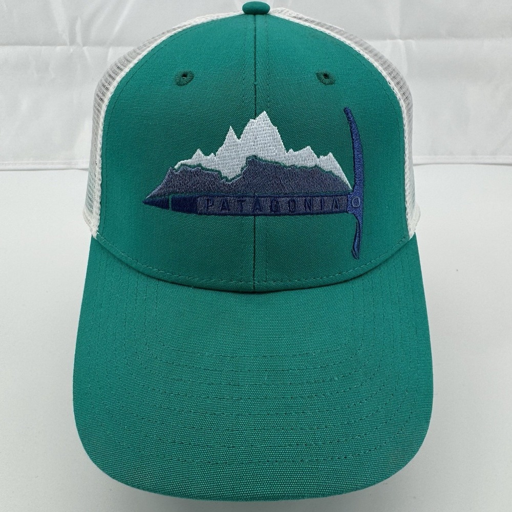 Patagonia Hat Cap Snapback‎ Hiking Mountains Turquoise Mesh Trucker Embroidered